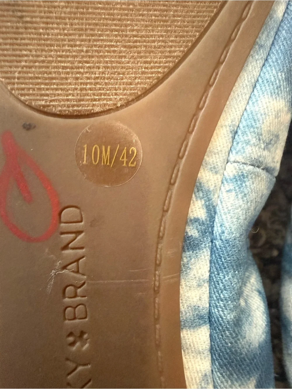 Lucky Brand Emmie Canvas Ballet  Flats Blue | White Tye Dye Cloud SZ 10
